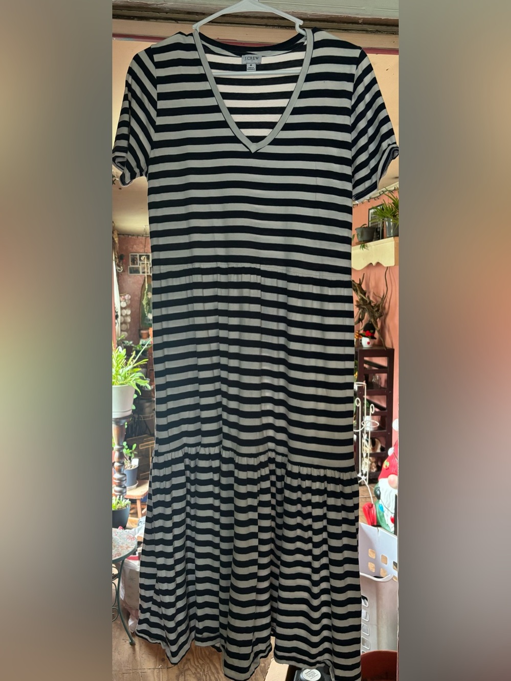 J. Crew Black & White Striped Maxi Dress-Skirt
